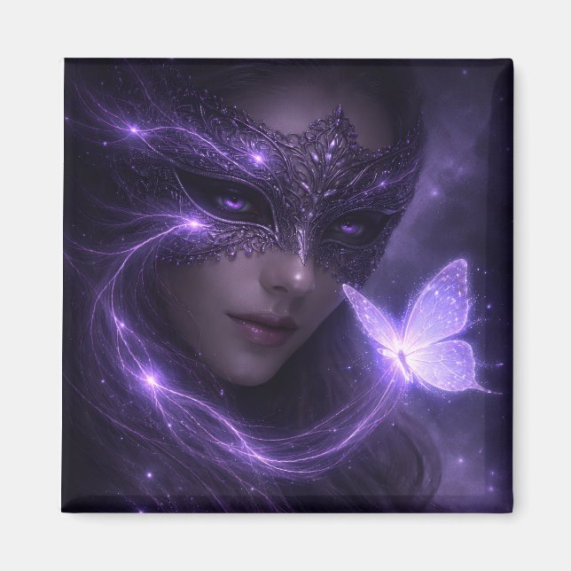 Imã Máscara Violeta Mística Borboleta Fantasia (Frente)