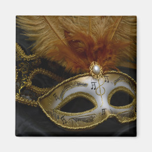 Imã Mascarada Venetian da máscara do carnaval Dourado