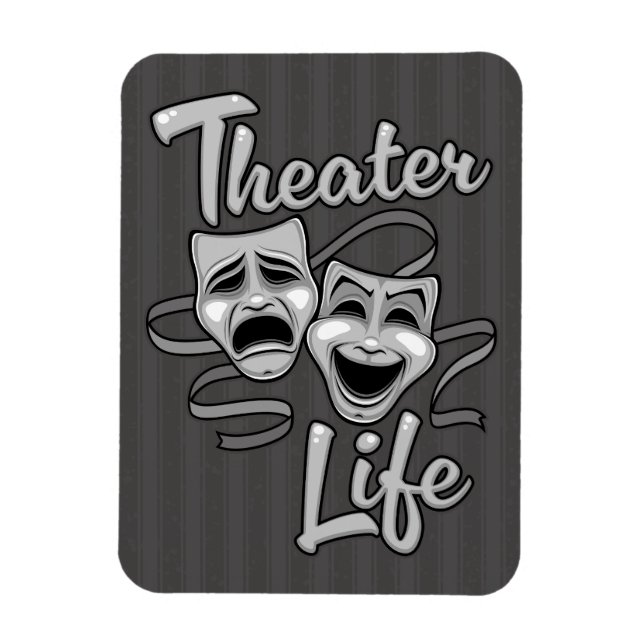 Ímã Máscaras de Comédia e Tragédia da Vida em Teatro (Vertical)