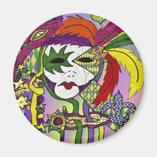 Imã Máscaras de Penas do Mardi Gras Psicodélico Presen