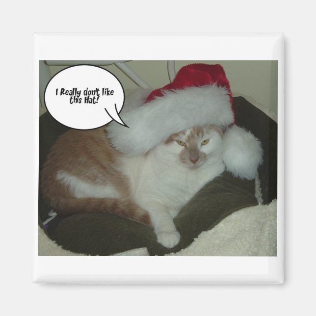 Imã Mascote Gato de Laranja de Natal (Frente)
