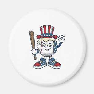 Imã Mascote Patriótico de Beisebol Design de Gravura V