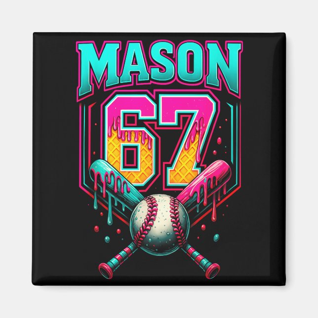 Imã Mason 67 Funny Ice Cream Drip Baseball Ice Cream D (Frente)