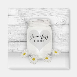 Imã Mason Jar e Daisies