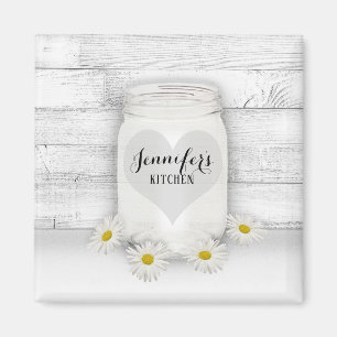 Imã Mason Jar e Daisies