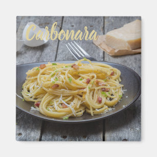 Imã Massas de espaguete Carbonara com Bacon e Parmesã