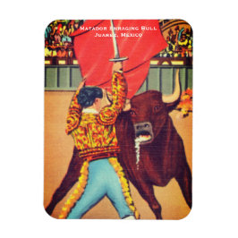 Ímã Matador Antigo com Cape e Touro, Juarez, México