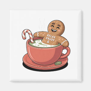 Imã Matcha Natal Biscoito de Gengibre Latte Bebida Ver