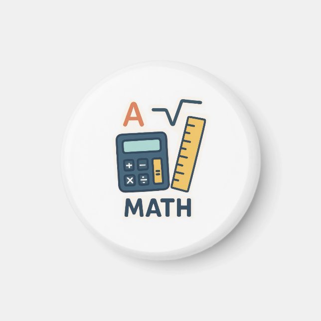 Imã Matemática Minimalista - Calculadora, Régua (Frente)