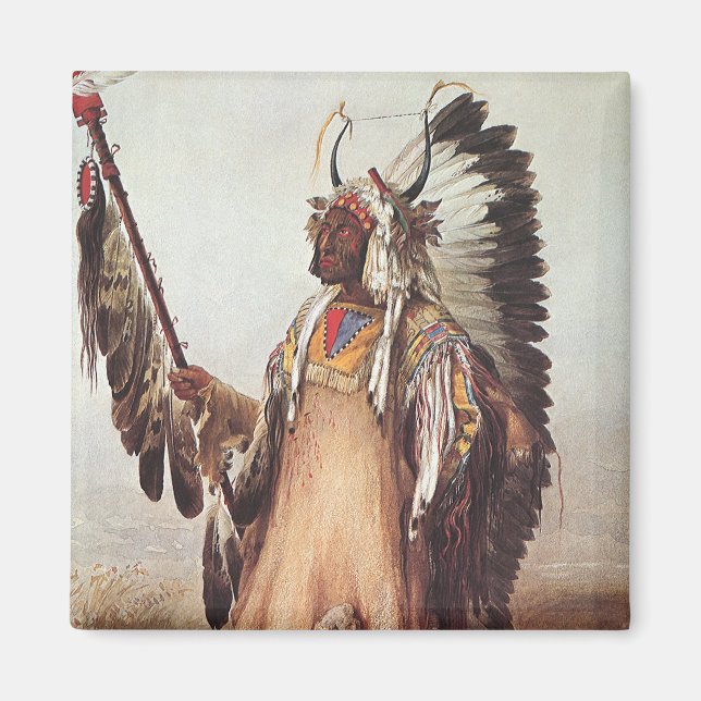 Imã Mato-Tope, Retrato Chefe Mandan de Karl Bodmer (Frente)