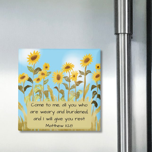 Imã Matthew 11:28 Bible Verse Sunflower (Criador carregado)