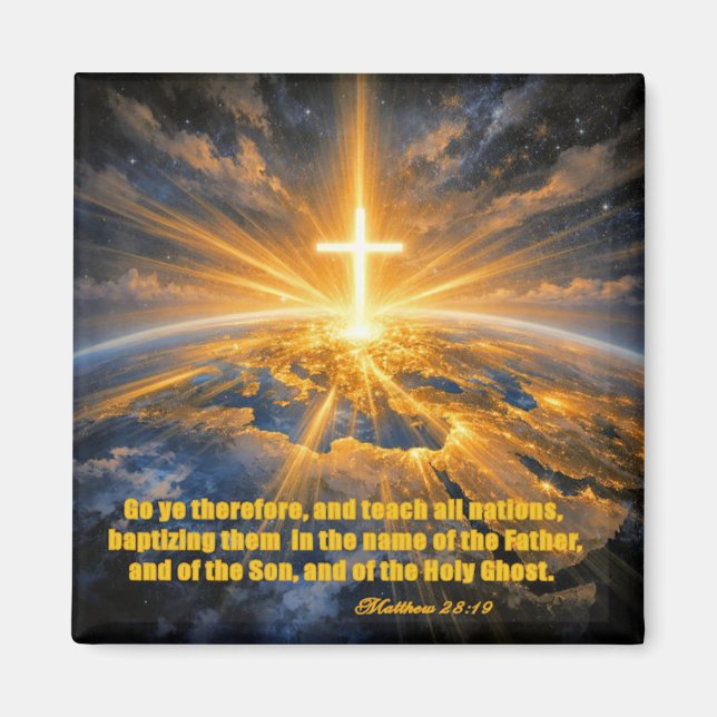 Imã Matthew 28:19 Christian Fridge Magnet (Frente)