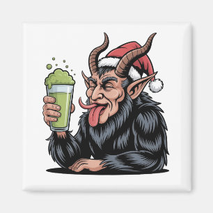 Imã Mau Krampus Bebendo Beber Verde Matcha Xmas