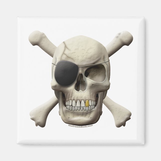 Imã Mau Pirata Caveira e Crossbones (Frente)