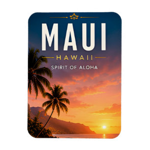 Ímã 🌺 Maui Havaí Decoração de Casa Pôr do Sol Tropica