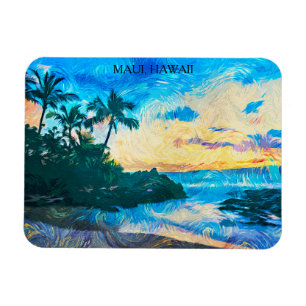 Ímã Maui Hawaii Oil Paint Illustration viagem