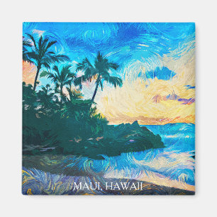 Imã Maui Hawaii Oil Paint Illustration viagem