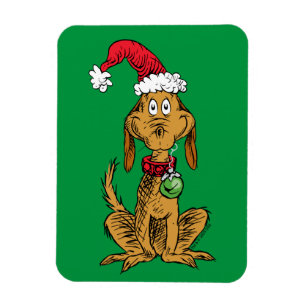 Ímã Max o Cão com Chapéu de Papai Noel