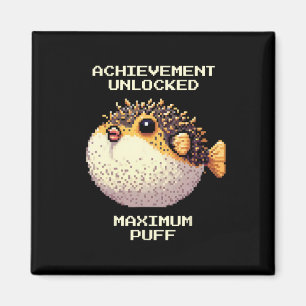 Imã Max Puff Conquistou Arte de Pixel Pufferfish Retro