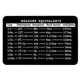 Ímã Measure Equivalents Black Refrigerator Magnet