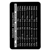 Measure Equivalents Black Refrigerator Magnet