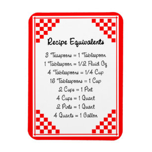 Ímã Measurement Equivalents Red Checks Kitchen Helper