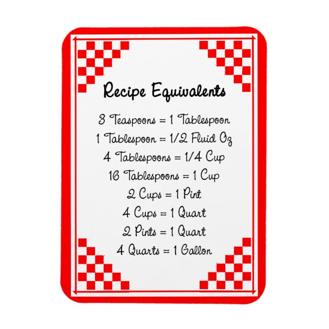 Ímã Measurement Equivalents Red Checks Kitchen Helper (Vertical)