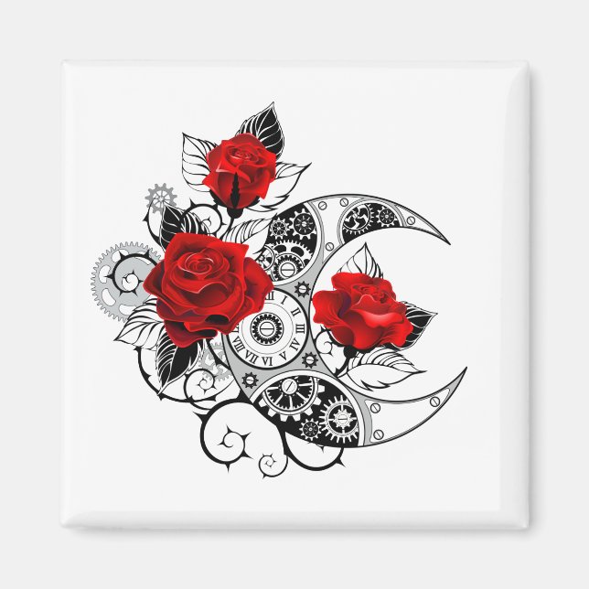 Imã Mechanical Crescent with Red Roses (Frente)