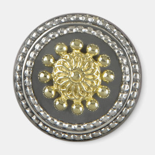 Imã Medalhão de Prata e Dourado