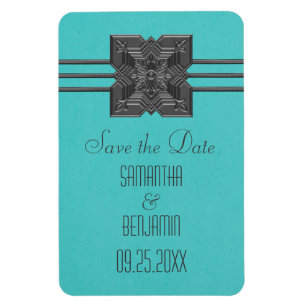 Ímã Medallion Border Imã salve a data, Aqua