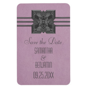 Ímã Medallion Border Imã salve a data, Lilac
