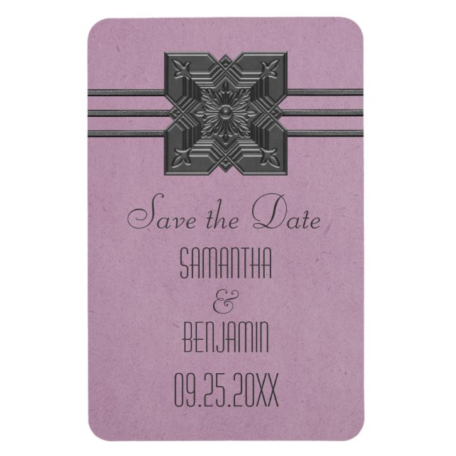Ímã Medallion Border Imã salve a data, Lilac (Vertical)