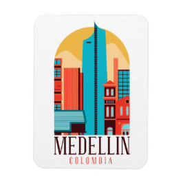 Ímã Medellin Colombia Vintage Cityscape