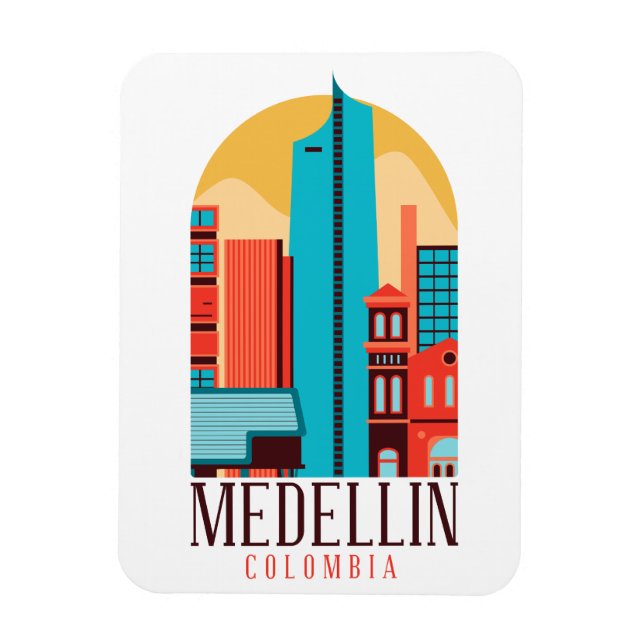 Ímã Medellin Colombia Vintage Cityscape (Vertical)