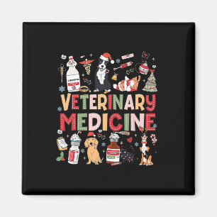 Imã Medicina Veterinária Retro Vet Tech Cat Dog Lover
