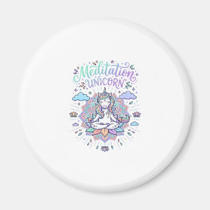Imã Meditação de Unicórnio Unicórnio Fundo Branco Veto
