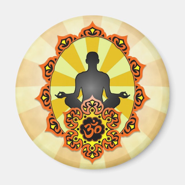 Imã Meditação Yoga Aum, laranja e amarelo (Frente)