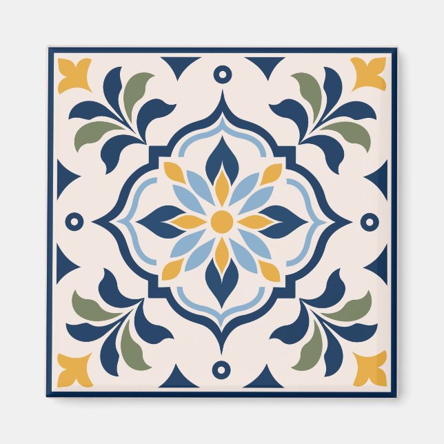 Imã Mediterranean Floral Tile Pattern (Frente)