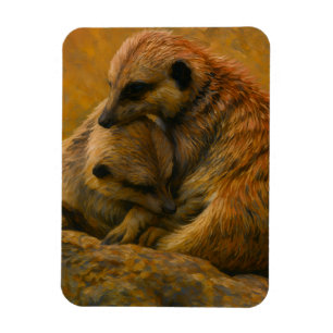 Ímã Meerkat Cuddle - Pintura De Vida Selvagem Tonelada