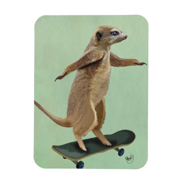 Ímã Meerkat No Skateboard 3 (Vertical)