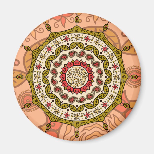 Imã Mehndi Fantasy Dourado Magnet (Frente)