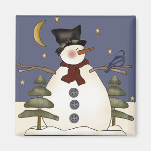 Imã Meia-noite Natal de Snowman e Inverno