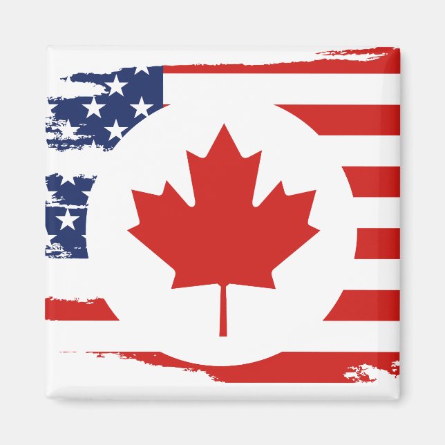 Imã Meio canadense americano: Canadá EUA Maple Leaf Fl (Frente)