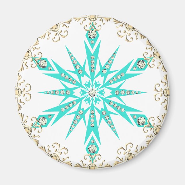Imã Meio século de neve com floco de neve retrô turque (Frente)
