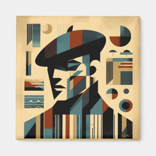 Imã Meio século Modern Art Man Vestindo Beret