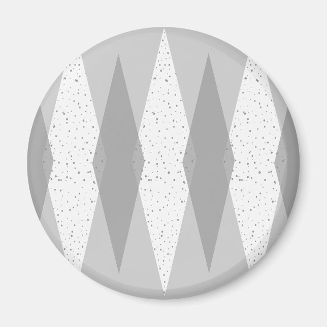 Imã Meio século Modern Cinza Argyle Round Magnet (Frente)