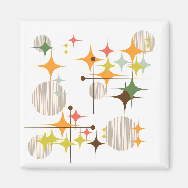 Imã Meio século Moderno de Starbursts e Globos (Frente)