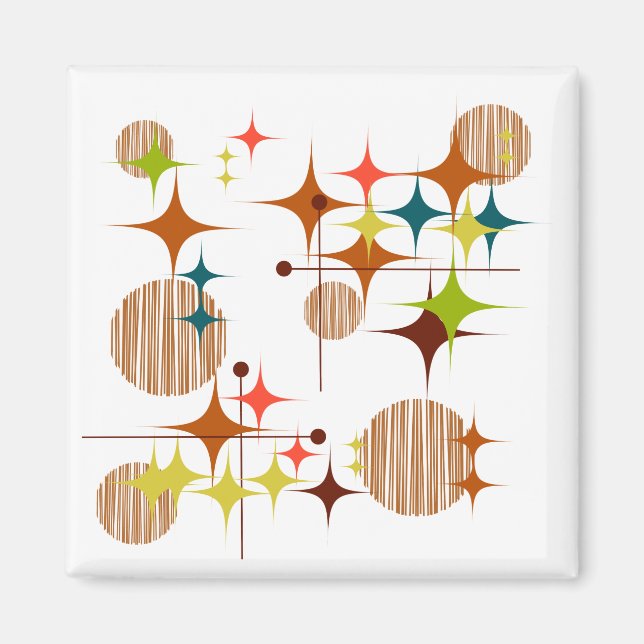 Imã Meio século Moderno Starbursts e Globo Magnet (Frente)