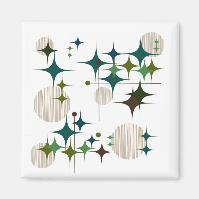 Imã Meio século Moderno Starbursts e Globo Magnet (Frente)