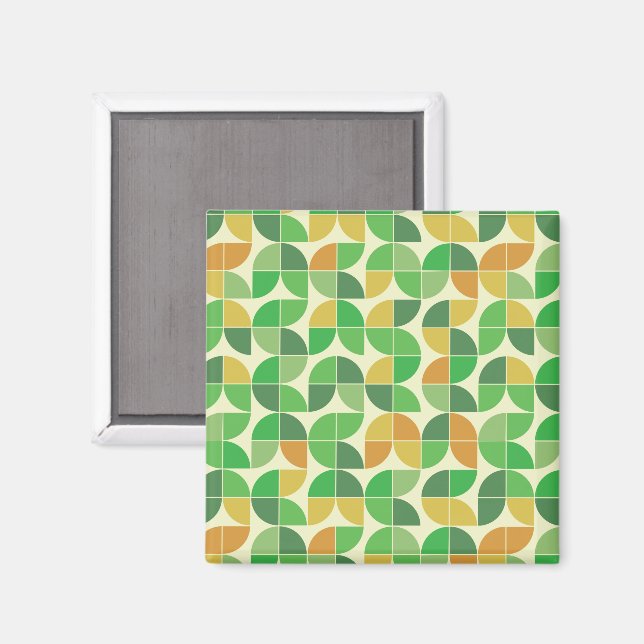 Imã Meio século Retroativo Verde geométrico (Front/Back)